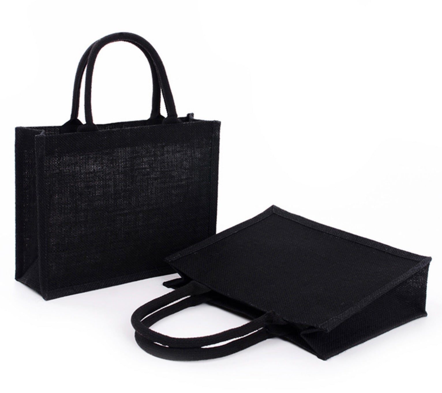 Personalised black and leather jute online shopper